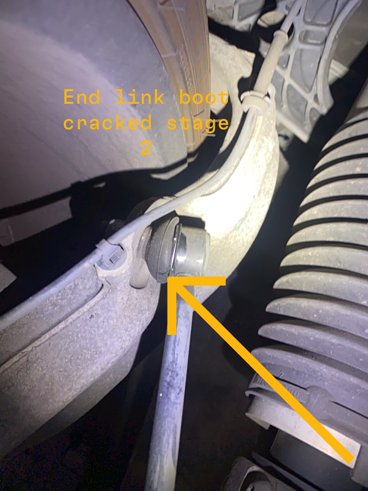 Tesla end link boot cracked Oceanside motorsports